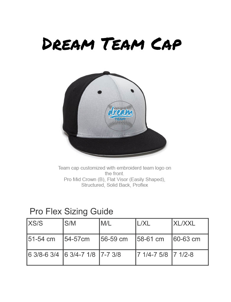 DREAM Team Baseball Cap Size Guide10241024_1