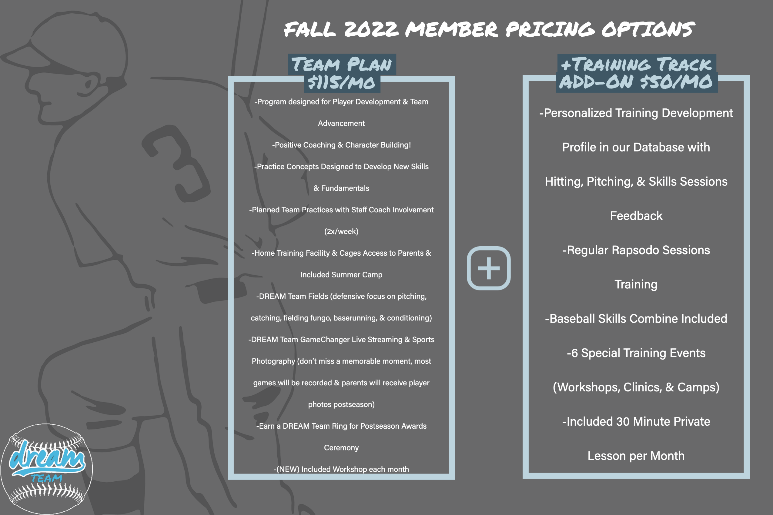 DREAM Team Fall 2022 New Member Pricing Options DREAM Team Fall 2022 New Member Pricing Options