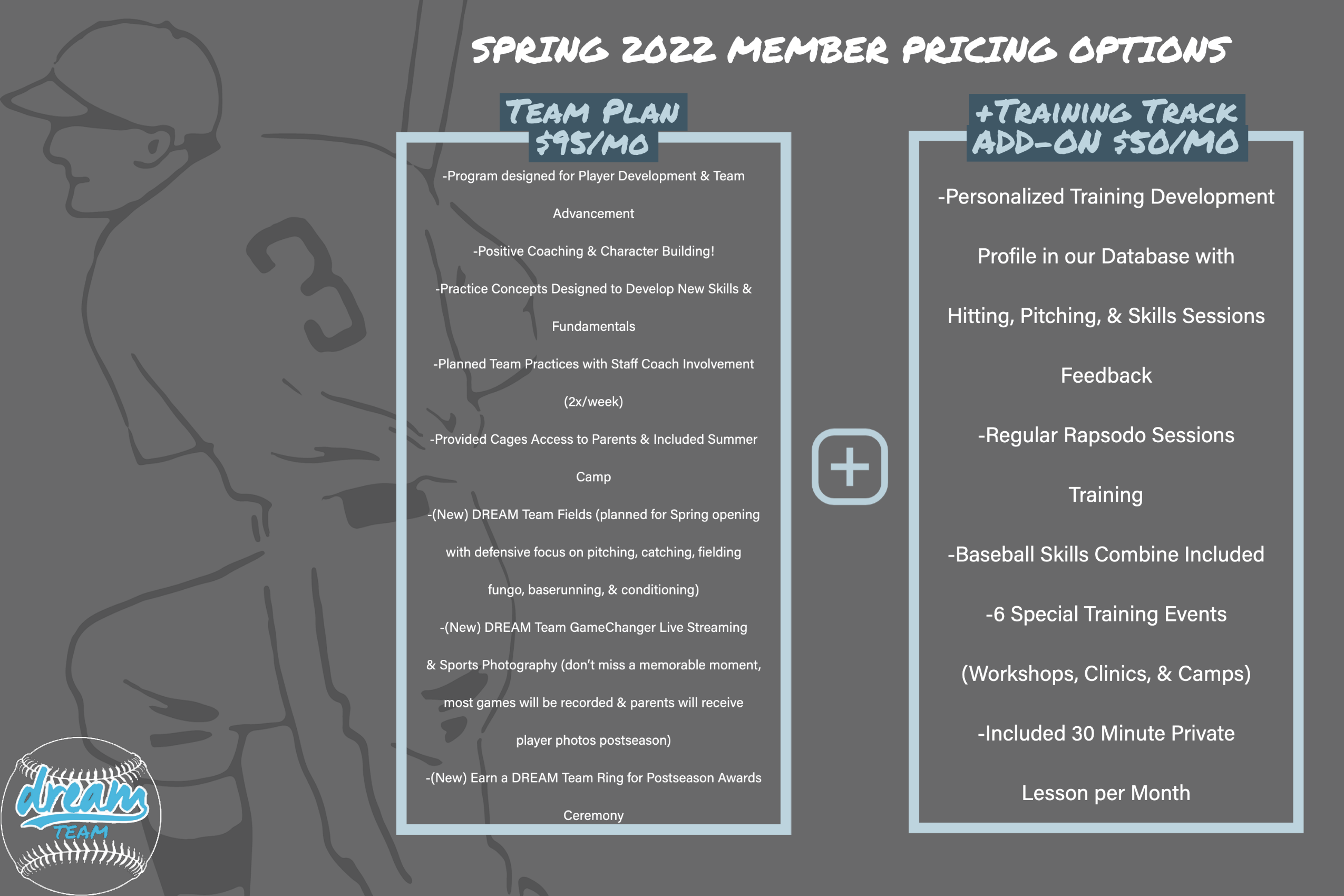 DREAM Team Spring 2022 New Member Pricing Options
